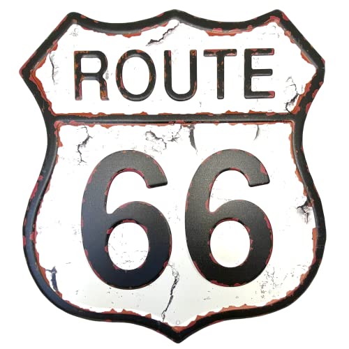 DiiliHiiri Cartel de Chapa Ruta 66 — 32x29cm Original Cartel Retro De American Retro Sign Company para Bar Pub Cafeteria Garage y Taller. Decoración Letrero Vintage de los Años 50.(9542-1) White