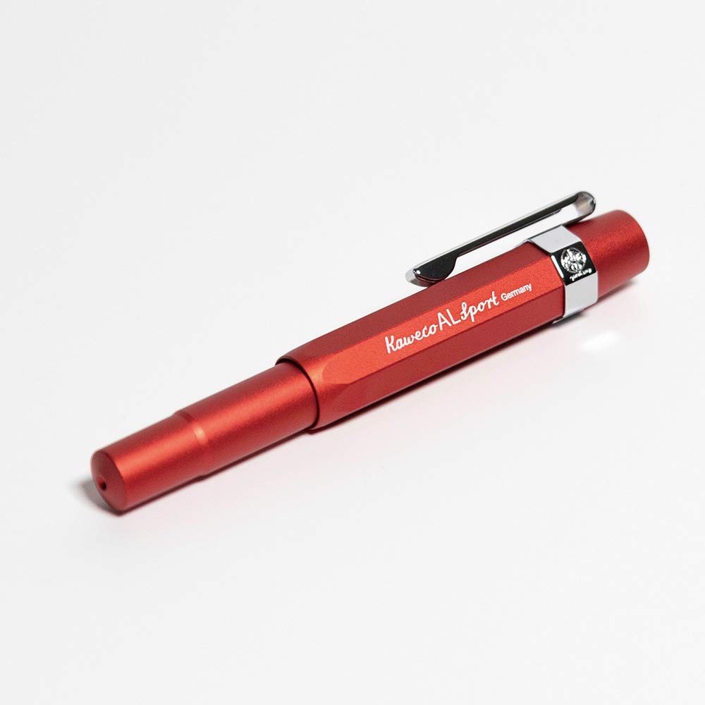Kaweco AL Sport Fountain Pen Deep Red, Fine Nib Sport Octagonal Clip Chrome - Image 2