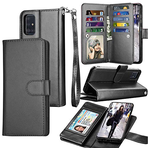 Tekcoo Galaxy A71 5G Case, [5G Version] Galaxy A71 Wallet Case, Luxury PU Leather Cash Credit Card Slots Holder Carrying Folio Flip Cover [Detachable Magnetic Case] Kickstand for Samsung A71 [Black]