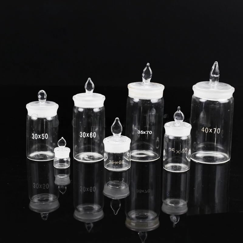 Lab Glass Weighing bottle Transparent Low/high type Labortary Glassware Sealed Bottle For School Experiment(High-type 40x70 4pcs)