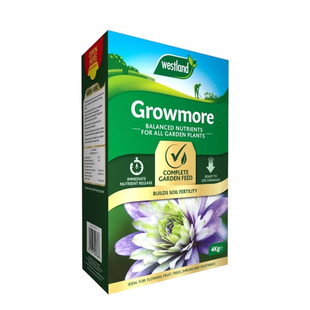 Westland Growmore – All-Purpose Garden Fertilizer, High-Performance Plant Food for Stronger Growth, Ideal for Vegetables, Flowers, Shrubs, and Fruit, Improves Soil Quality and Yields (4kg)
