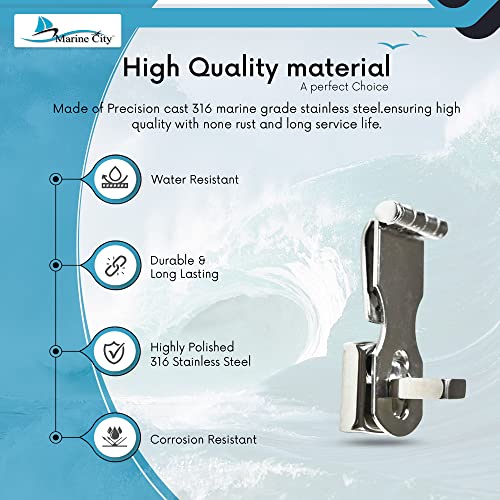 MARINE CITY 316 Grade Stainless Steel Easy Install Door Hasps Heavy Duty Swivel Safety Hasp with Turning Padlock Eye Mount Catch Latch Lock for Marines Boat (2-3/4"× 1") - Image 3