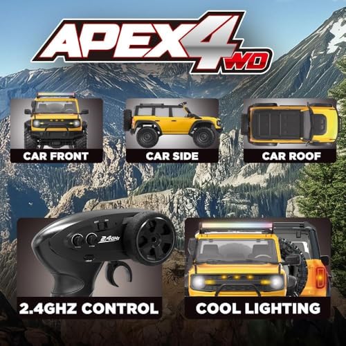 Image of RC Off-Road Truck, RC Car, Remote Control Car, Full Proportional RC Rock Crawler Car 4x4 1 /16 2.4GHz 4WD RC Truck, 15km /h Light Hobby Grade for Kids, Multicolor...