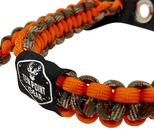Ten Point Gear Bow Archery Wrist Sling 550 Paracord - Survival Hunting Shooting - Durable Leather with Metal Grommet (Multiple Camo Options) (Blaze Camo)