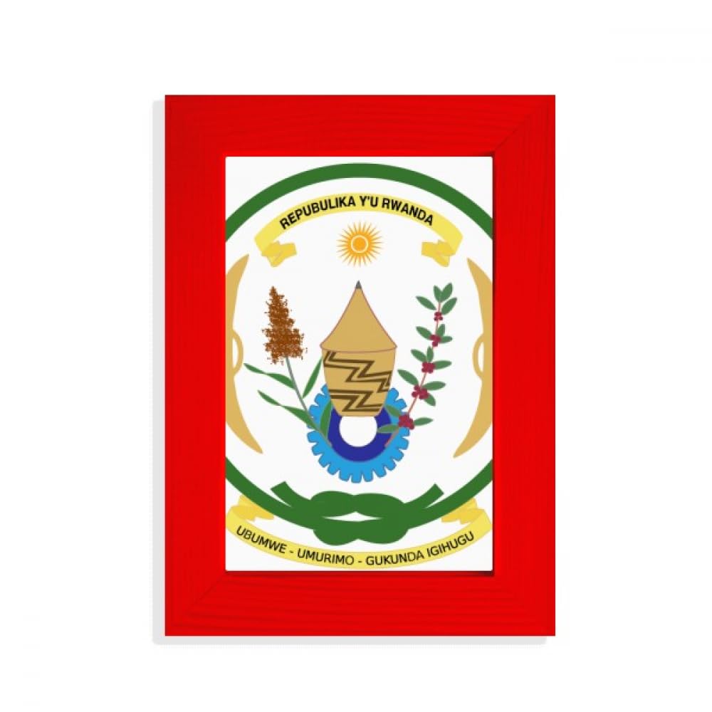 Cadre photo rouge Rwanda avec emblème national africain pour décoration murale