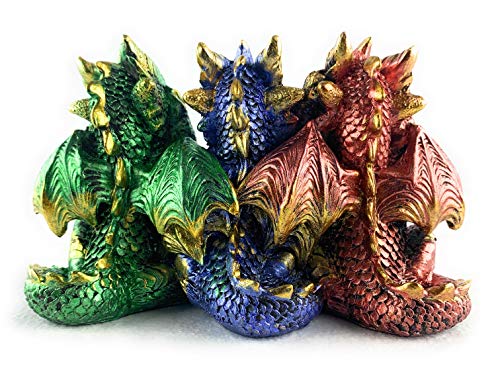Aint It Nice Dragons See Hear Speak No Evil Collectible Medieval Fantasy Figurine Statue Décor, 3.5 (Tall) X 5.5 X 2.5 Inches #TOP1