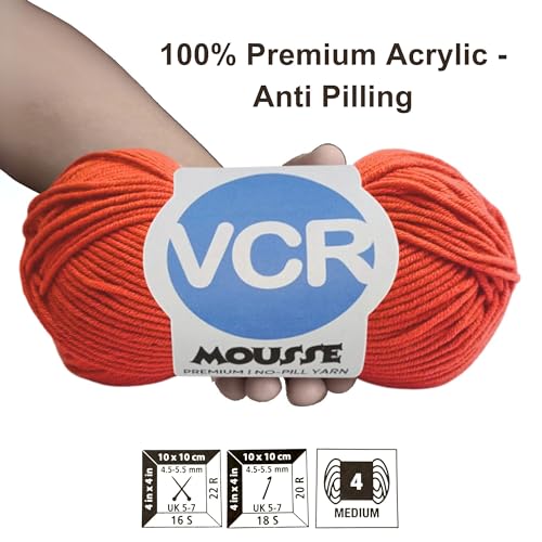 Image of VCR 4ply Blood Red Yarn, 100 Grams Hank, 190 Meters Length, Acrylic Ball for Crochet and Knitting, Soft Crosia Threads, Pack of 1 Yarn, Suitable for DIY Crafts