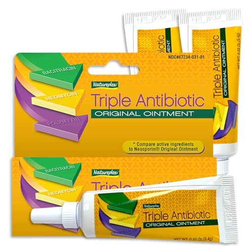 Natureplex Triple Antibiotic Ointment 0.33 oz (3 Pack) – Contains Bacitracin To Aid Wound Care, Scrapes, Cuts, and Burns, Prevents Infections, Helps Healing – Made in USA