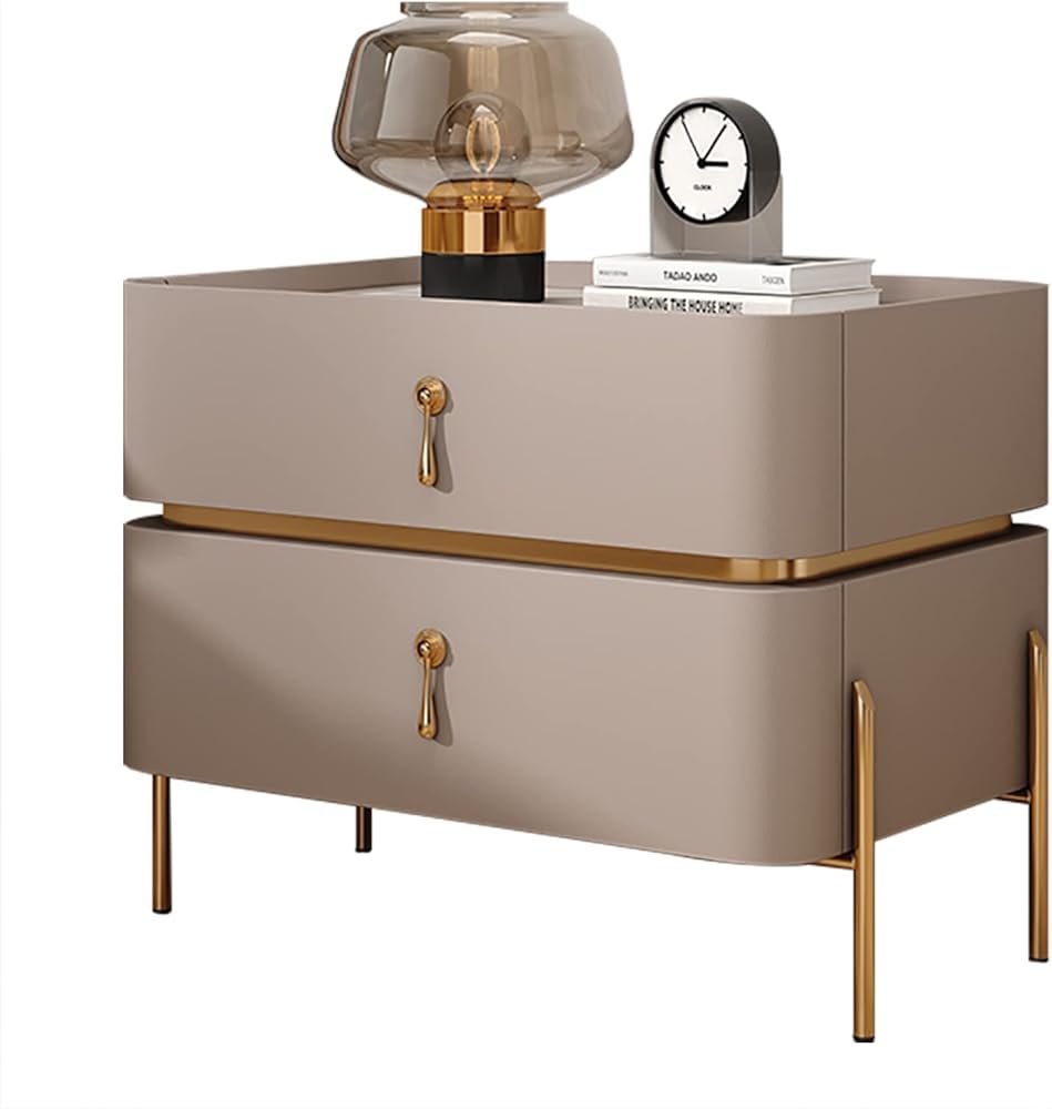 SXZenSpace Mid-Century Modern Bedside Table with Metal Legs & 2 Drawers - Chic Nightstand for Living Room or Bedroom Stylish Home Decor Functional Storage Solution