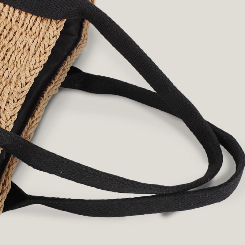 Bolso casual de paja natural para mujer miniatura 4