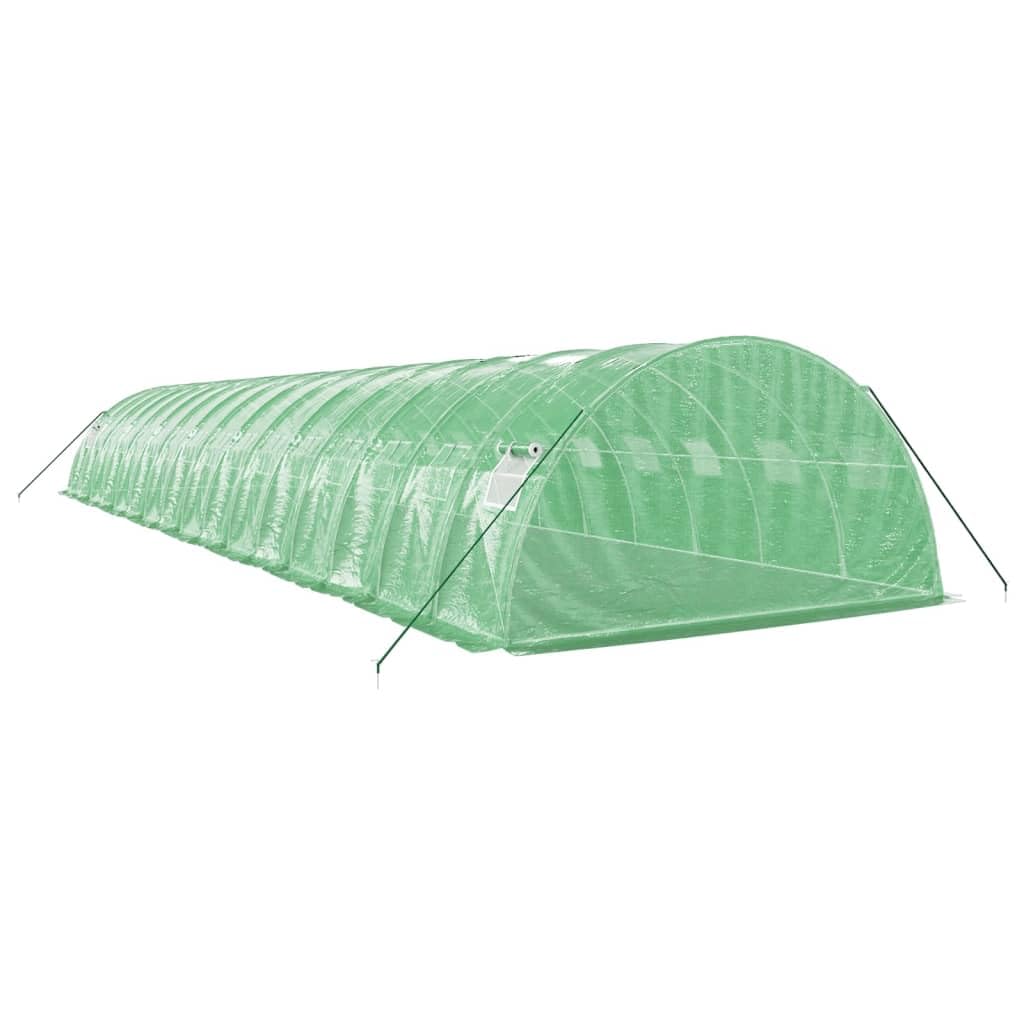 Homgoday Invernadero con Estructura de Acero Verde 64 m² 16x4x2 m, Invernadero Caseta Jardín Terraza Plantas Semilla Cultivo Huerto Verduras Cubierta Casero