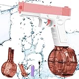 OSDUE Wasserpistole Elektrisch, Automatische Wasserpistole Reichweite 26-32 Ft Große Kapazität 435cc und 60cc Spielzeug für Erwachsene Kinder Schwimmbad Party Strand Sommer Draussen (Rosa)