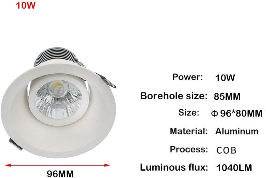 Spotlight，High Bright Energy-Saving 5/10/20W Downlight Adjustable Beam Angle Recessed Ceiling Panel Light round Flat Led Aluminum Commercial Decor Lighting Fixture Anti-Glareng Store/(6500K