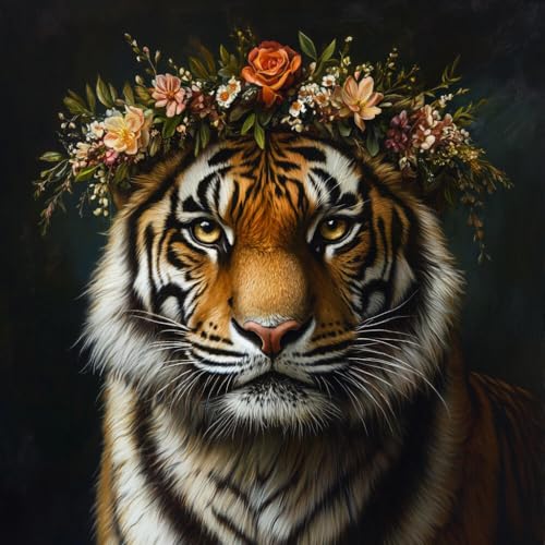 Broderie point de croix animaux tigres, le cadeau créatif idéal fait main