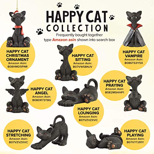 Jfsm Inc. Whimsical Black Cat Christmas Ornament Figurine Holiday Collectible - Happy Cat Collection - Cat Lover Gifts For Women, Cat Lover Gifts For Men, Cat Christmas Ornaments #TOP3