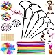 JOYEASE Kastanienbohrer Kinder Set, 505 tlg DIY Kastanien Bastelset Kinder Herbst, 1,5-5mm Handbohrer zum Basteln mit Kastanien, inkl. 250 Zahnstocher Federn Wackelaugen Pompons Pfeifenreiniger