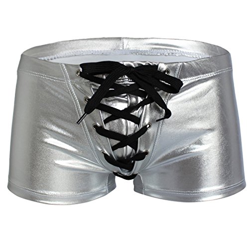 Boxer métallique à lacets homme shorty brillant string underwear