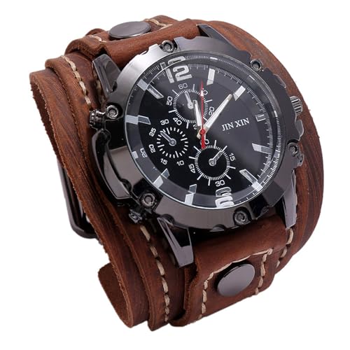 Montre manchette en cuir Steampunk pour homme au look rétro idéal en soirée ou au quotidien