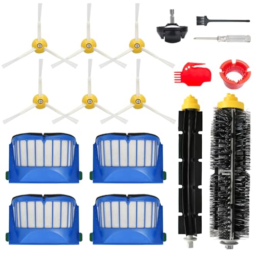 Kit de piezas y accesorios de repuesto para iRobot Roomba 600 Series 692 675 677 671 694 614 691 670 615 676 639 621 679 accesorio de aspiradora robótica, 1 cepillo principal, 4 filtros, 6 cepillos