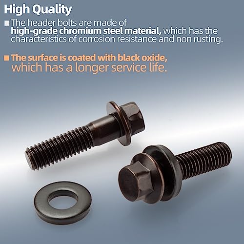 Image of 134-1102 Header Bolt Kits 3 /8in Flange Hex Chromoly Header Bolt Kit Compatible with Chevy SBC /GENIII GM LS-Series 4.8L 5.3L 6.0L 6.2L Engines (Pack of 12)