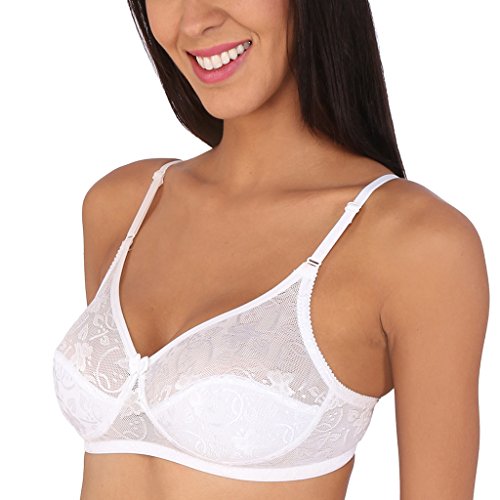 Image of Bralux C Cup Bra for Women Plus Size Lace Bra Non-Padded Wirefree Full Coverage Bridal Bra
