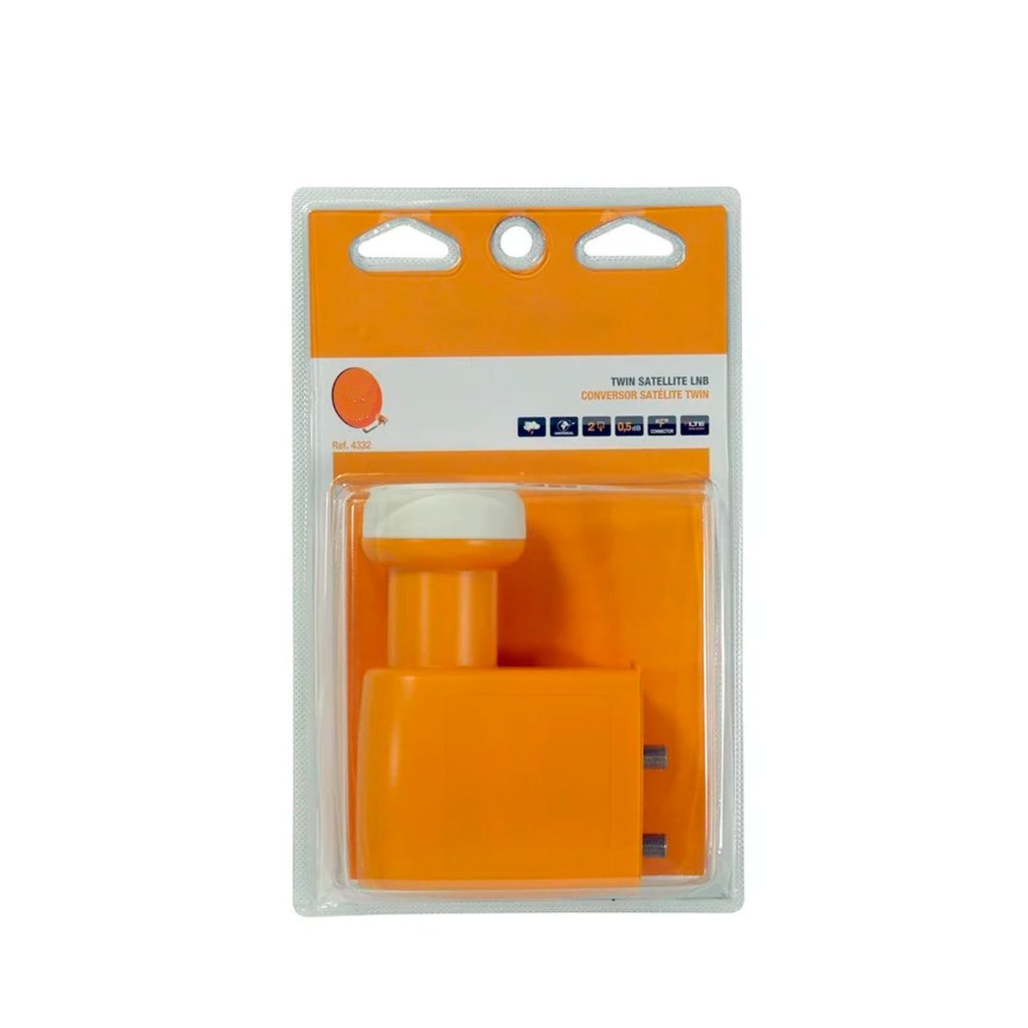 CABLEPELADO Conversor LNB Twin Offset | LNB de Banda KU | Ruido de 0,3 dB | Ganancia 60dB | Twin | 2 Salidas