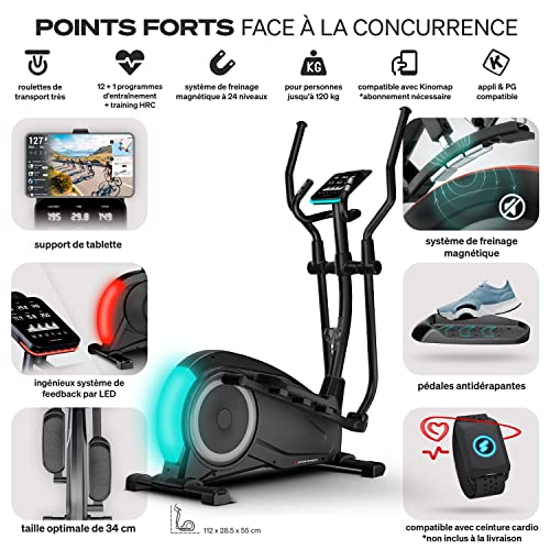 Sportstech-Velo-Elliptique-12-Programmes-dEntrainement-pour-Appartement-avec-Lumiere-LED-selon-Intensite-Velo-Elliptique-Adulte-avec-Ecran-LCD-Kinomap-Roue-de-Transport-et-Frein-Magnetique