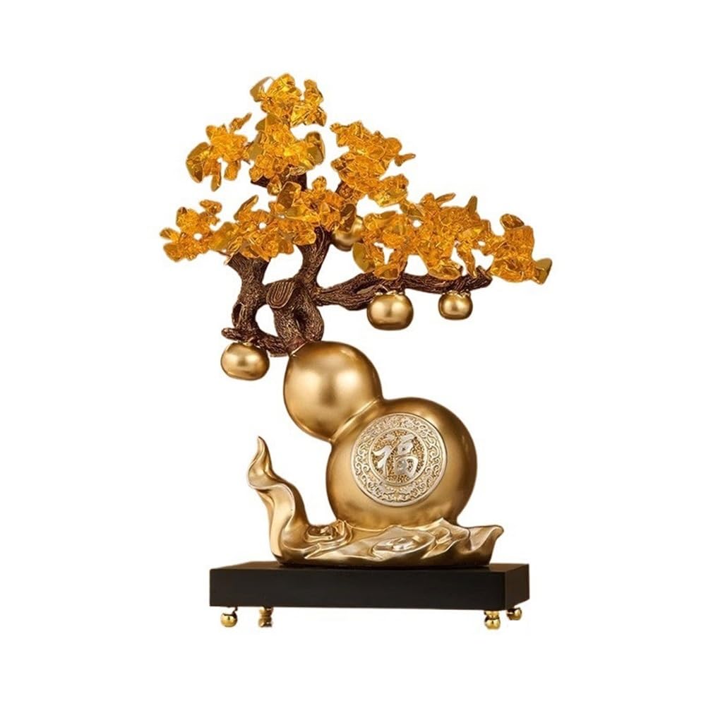 Home Decor Home Crystal Money Tree, Fortune Gourd Wine Cooler Decoration, Living Room Office Feng Shui Ornaments Bonsai