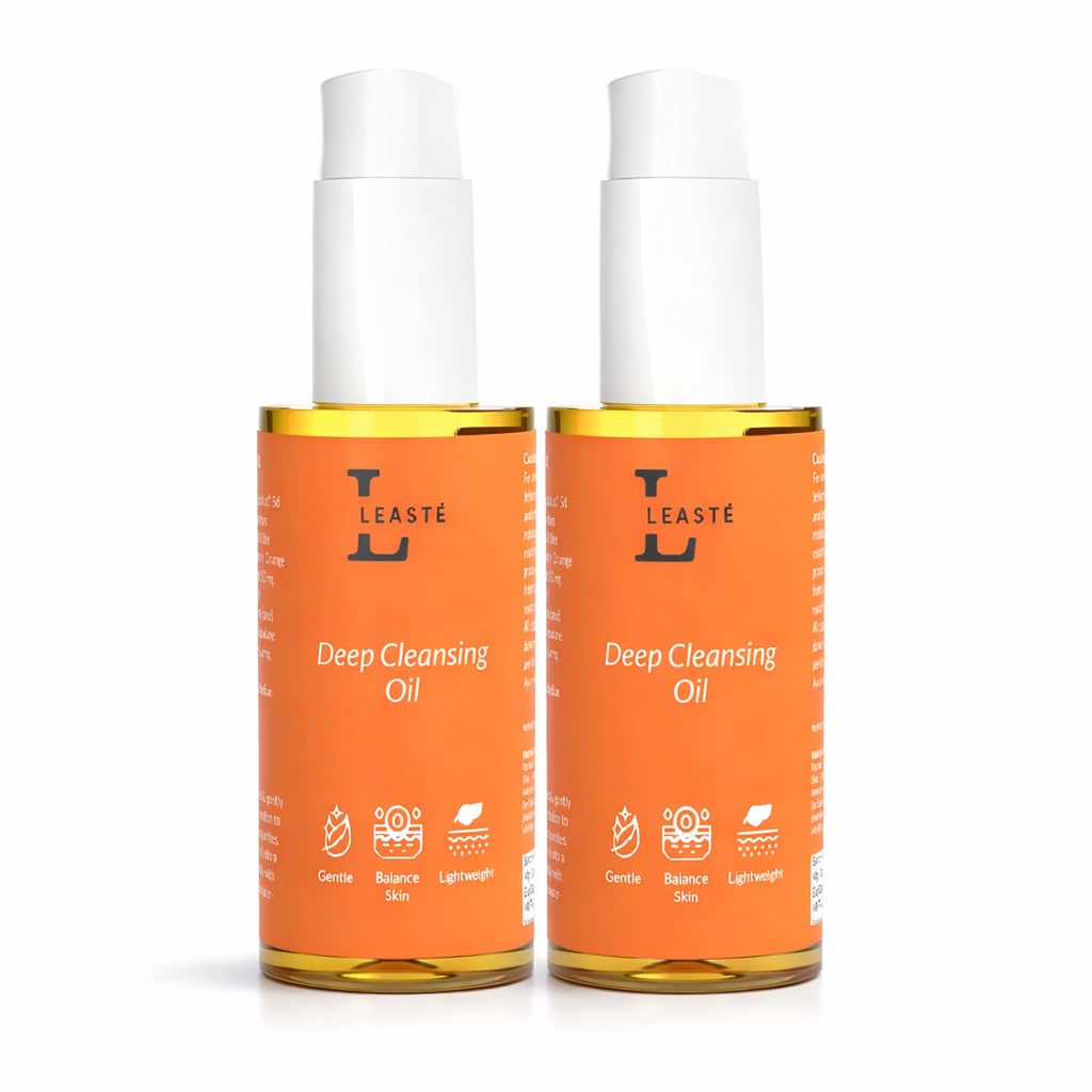 Leasté Deep Cleansing Oil Cleanser 60ml | Lightweight Non-Comedogenic Cleanser for Face | Removes Waterproof Makeup, SPF & Excess Oil | Almond, Sunflower & Olive Oils | For All Skin Types pack of 2-image-1