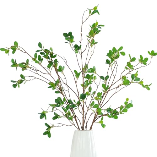 crayfomo 3 ramas de ficus artificiales de 43.3 pulgadas, tallos de vegetación artificial, ramas falsas con hojas verdes, ramas altas para jarrón, decoración del hogar, jardín, boda, oficina