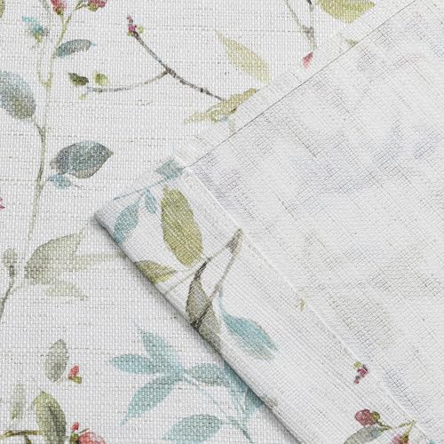 Image of Chyhomenyc Roman Kitchen Curtains 30 Inch Length, Linen Blend Textured Small Half Window Curtain, Light Filtering Leaf Floral Printed Short Curtains for Bathroom Basement, 28Wx30L Inches, 2 Panels