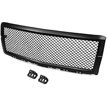 Auto Dynasty Badgeless Diamond Mesh Style Front Bumper Hood Grille Compatible with Chevrolet Silverado 1500 2014-2015, Matte Black