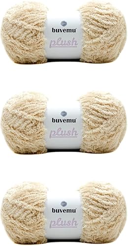 Buvemu Hilo voluminoso de piel sintética de felpa, súper suave y esponjoso para tejer ganchillo y manualidades, 3.53 onzas, 109 yardas (328.1 ft)