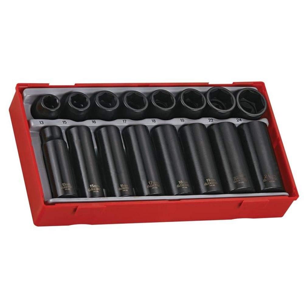 TengTT9116 16 Piece Regular/Deep Impact Socket Set 1/2in Drive