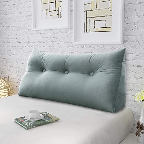 Wowmax Triangular Wedge And Body Positioners Reading Pillow Large Bolster Headboard Backrest Support Cushion For Day Bed Bunk Bed With Removable Cover Twin Velvet Gray #TOP6