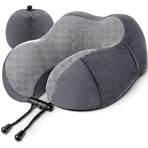 Travel Pillow Neck Pillow, Memory Foam Neck Pillow for Travel by Planes/Cars/Trains and Home Offices, Travel Neck Pillow and Comfortable Head Support Pillow Soft Sleeping Rest Cushion (Grey) Cover