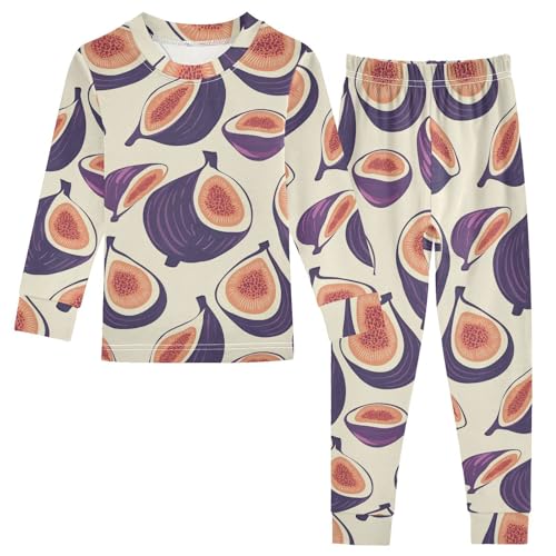 Pajama Sets Long Sleeve Fig Slice Repeat Pattern Soft Comfy Sleepwear 2 Piece PJS 3-8T