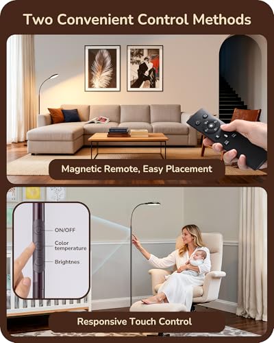 Image of EDISHINE Modern LED Floor Lamp 1300LM Floor Lamps for Living Room Brown