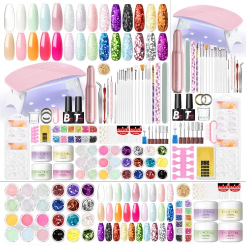 COSCELIA Acrylic Nail Kit with Drill and Light for Beginners Long Lasting