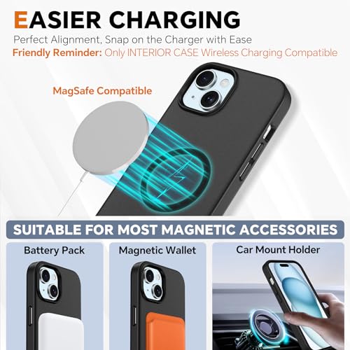 TUCCH Case Wallet for iPhone 15, Detachable 2-in-1 Kickstand RFID Blocking 4 Card Slot Wireless Charging Protective Case, Magnetic PU Leather Removable Cover Compatible with iPhone 15 6.1", Black by TUCCH - Image 4