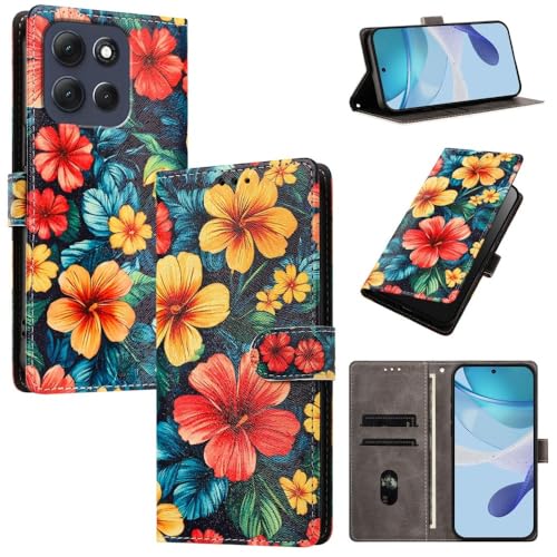 Rabat magnétique pour étui Nokia C22 portefeuille en cuir à motif