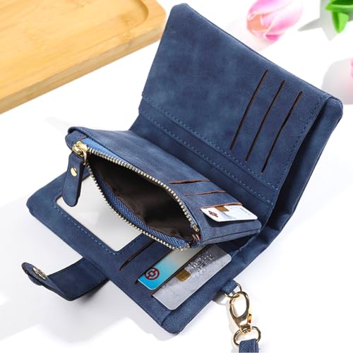 Frosted Women's Wallet Short PU Soft Leather Womens Small Bifold Leather Wallets Tri-Fold Multi-Card Wallet Ladies Wristlet with Card Slots id Window Zipper Coin Purse (Pink)2