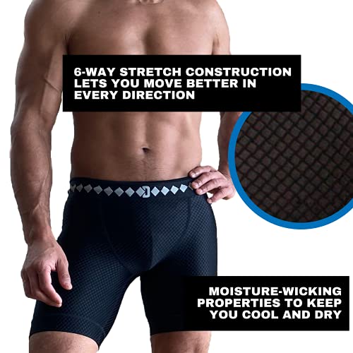 Diamond MMA Compression Performance Short with Built-in Jock Strap and Athletic Cup System (Large) Black - Thumbnail 6
