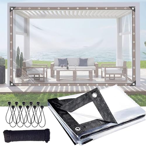 Bâche transparente avec œillets imperméable et résistante pour abri de jardin