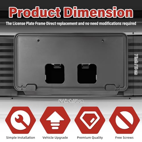 Image of License Plate Bracket Accessories for Ford F250 F350 F450 F550 Super Duty 2020 2021 2022, Front Bumper License Plate Holder Replacement Frame Black Mount