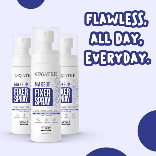Image of Orgatre Makeup Fixer Spray Waterproof | Long-Lasting for Face | Smudge-Proof Hydrating Finish | With Vitamin C & Niacinamide | Glow After Makeup | For All Skin Types | 100ml (Pack of 2)