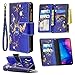 i-Case Coque pour Xiaomi Redmi Note 7 Portefeuille Etui à Rabat en PU Cuir avec Fermeture Glissière et Magnétique Fentes,avec Stand Fonction Housse Protection Case Papillon doré pour Redmi Note 7