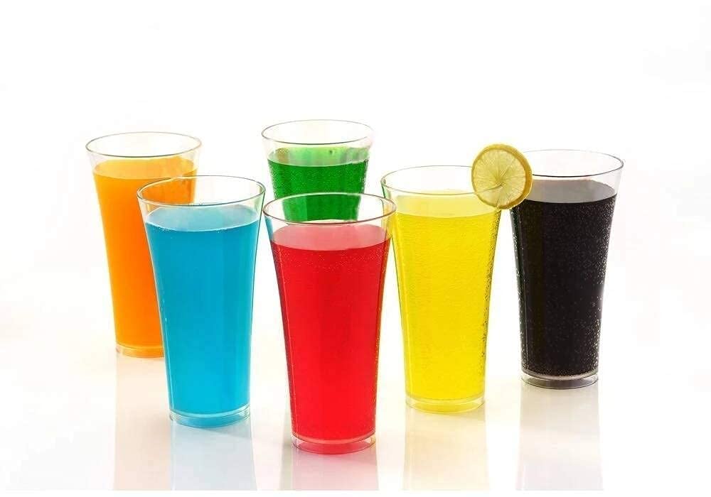 K.U.H.A. 6 Pcs. Plastic Unbreakable Transparent Transparent Water Glass/Juice Glass/Beer Glass/Wine Glass Plastic Glass - Pack of 6, 300 ml, Plastic