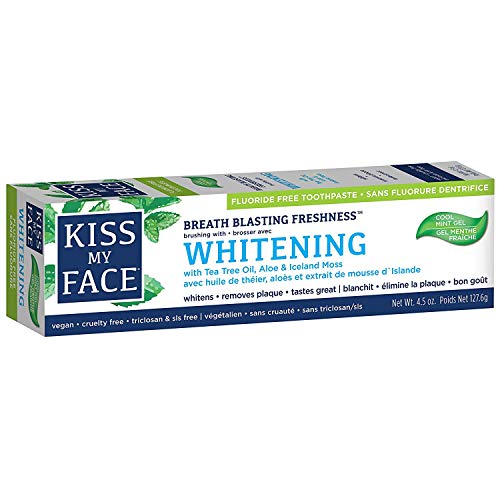 Kiss My Face Toothpaste Whitening Cool Mint 4.5 Ounce (Flouride-Free) (133ml) (6 Pack)
