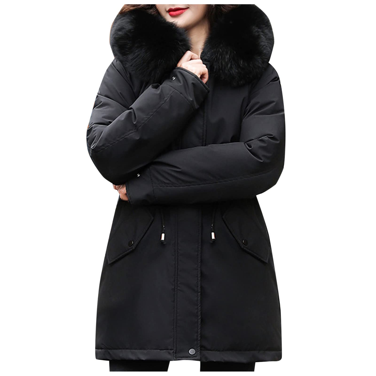 2023 Hiver – Manteau Matelassé à Capuche En Coton Long à Col Large En Fourrure Pour Femme Veste En Duvet épaissie Pour Femme - Chine Manteau Pour Femme Et Manteau épais Zipper Prix